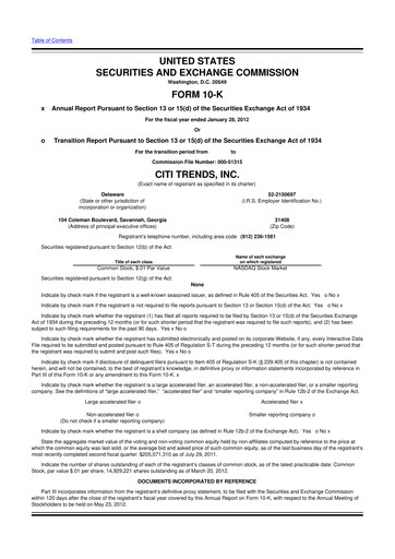 Thumbnail Citi Trends, Inc. 10-K Annual Report 