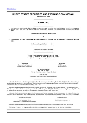 Thumbnail The Travelers Companies 10-Q Quarterly Report FY2012 