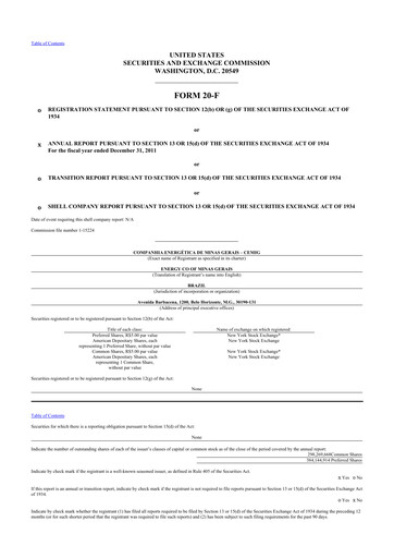 Thumbnail Cemig 20-F Annual Report 