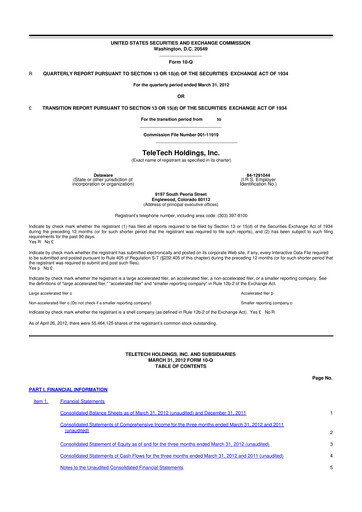 Thumbnail TTEC 10-Q Quarterly Report FY2012 