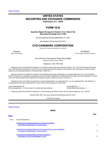 Thumbnail CVS Health 10-Q Quarterly Report FY2012 