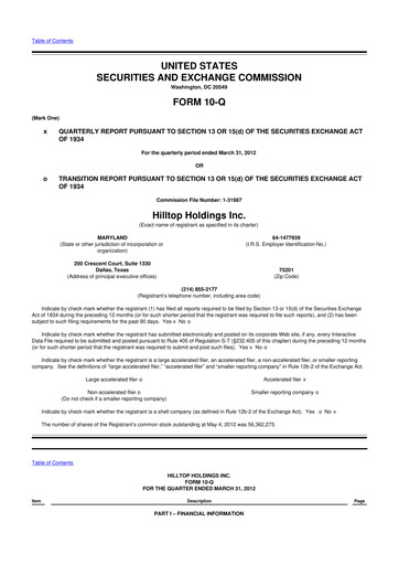 Thumbnail Hilltop Holdings 10-Q Quarterly Report FY2012 