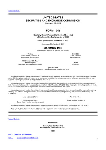 Thumbnail Maximus 10-Q Quarterly Report FY 