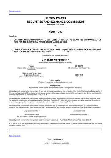 Vorschaubild EchoStar 10-Q Quartalsbericht 2012 