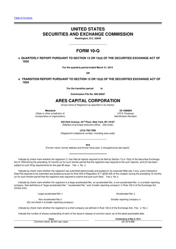 Thumbnail Ares Capital
 10-Q Quarterly Report FY 