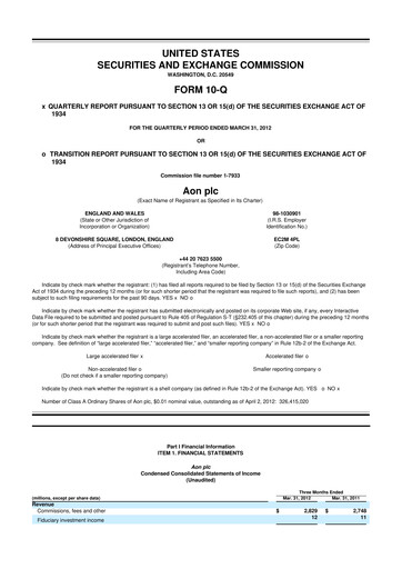 Thumbnail Aon 10-Q Quarterly Report FY2012 