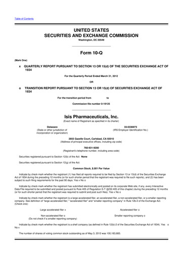 Thumbnail Ionis Pharmaceuticals
 10-Q Quarterly Report FY2012 
