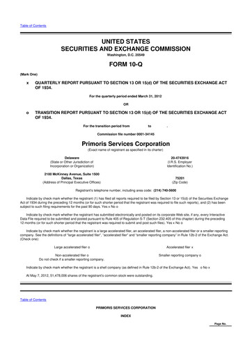 Thumbnail Primoris Services Corporation
 10-Q Quarterly Report FY2012 