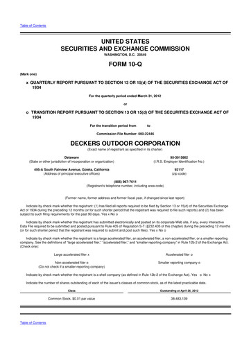 Thumbnail Deckers Brands 10-Q Quarterly Report FY2012 