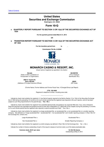 Thumbnail Monarch Casino & Resort 10-Q Quarterly Report FY2012 