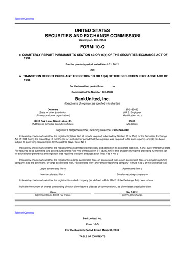 Vorschaubild BankUnited
 10-Q Quartalsbericht  