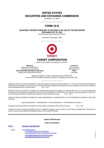 Thumbnail Target 10-Q Quarterly Report FY2012 