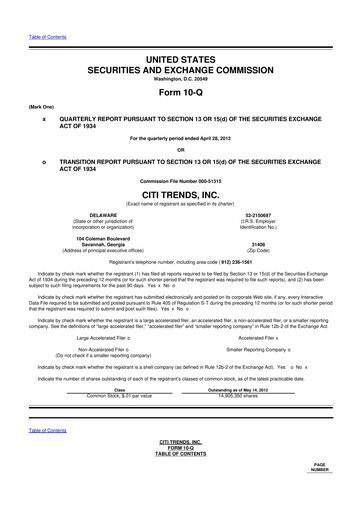 Thumbnail Citi Trends, Inc. 10-Q Quarterly Report FY 