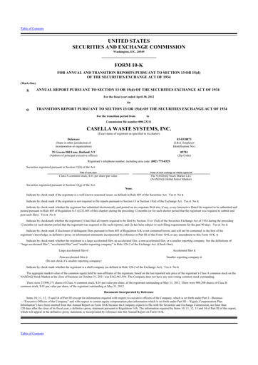 Thumbnail Casella Waste Systems
 10-K Annual Report 2012