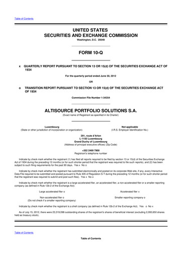 Vorschaubild Altisource Portfolio Solutions
 10-Q Quartalsbericht 2012 