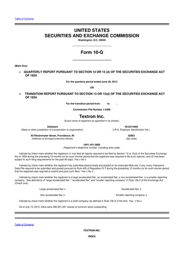 Thumbnail Textron 10-Q Quarterly Report FY2012 