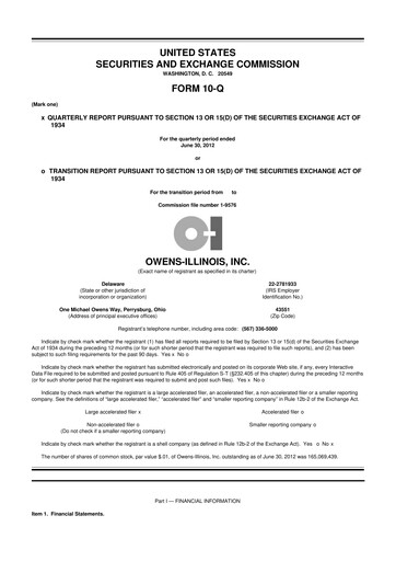 Thumbnail O-I Glass
 10-Q Quarterly Report FY2012 