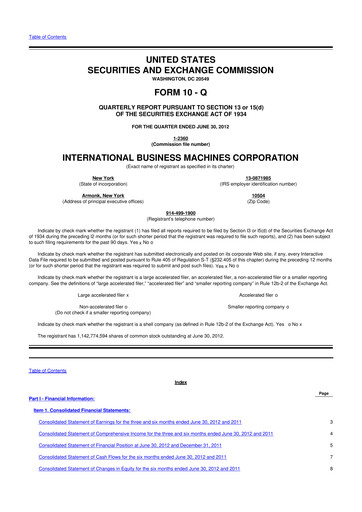 Thumbnail IBM 10-Q Quarterly Report FY2012 