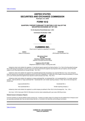 Vorschaubild Cummins
 10-Q Quartalsbericht 2012 