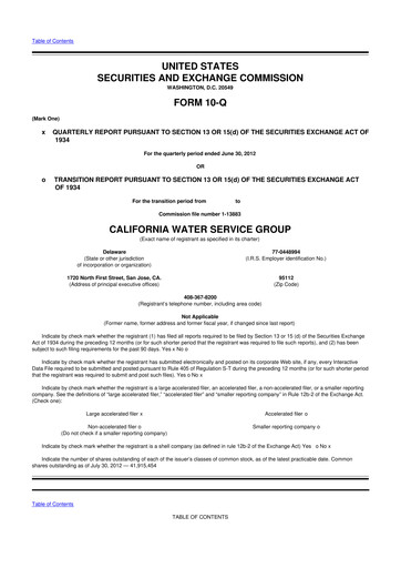 Vorschaubild California Water Service Group 10-Q Quartalsbericht 2012 