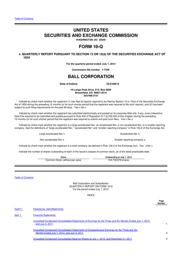 Thumbnail Ball Corporation
 10-Q Quarterly Report FY2012 