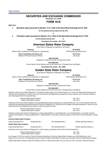 Vorschaubild American States Water
 10-Q Quartalsbericht 2012 