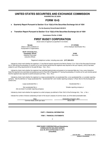 Thumbnail First Busey 10-Q Quarterly Report FY2012 