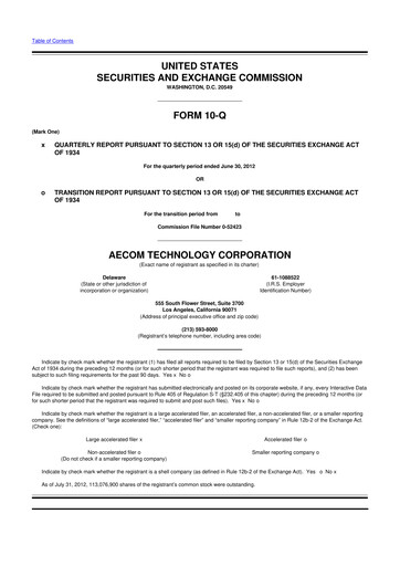 Thumbnail AECOM 10-Q Quarterly Report FY2012 