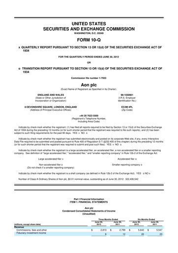 Thumbnail Aon 10-Q Quarterly Report FY2012 