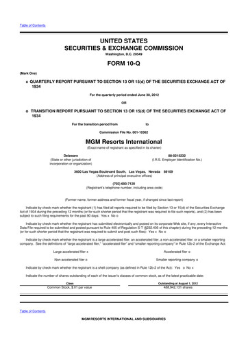 Thumbnail MGM Resorts

 10-Q Quarterly Report FY2012 