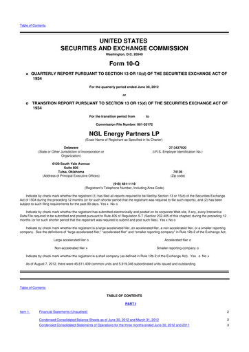 Miniature NGL Energy Partners
 10-Q Rapport trimestriel 2013 
