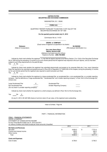 Thumbnail Deere & Company (John Deere) 10-Q Quarterly Report FY2012 