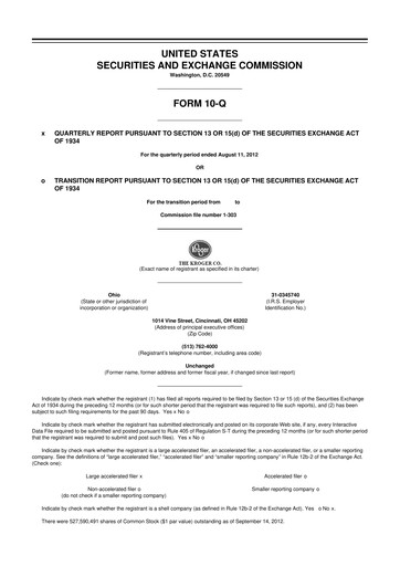 Vorschaubild Kroger 10-Q Quartalsbericht 2012 