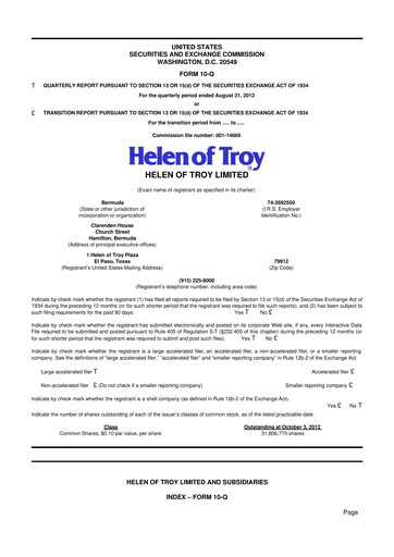 Thumbnail Helen of Troy 10-Q Quarterly Report FY2013 