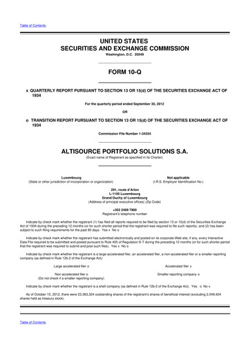 Vorschaubild Altisource Portfolio Solutions
 10-Q Quartalsbericht 2012 