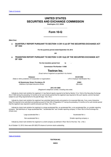 Thumbnail Textron 10-Q Quarterly Report FY2012 