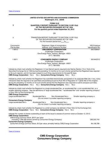 Thumbnail CMS Energy
 10-Q Quarterly Report FY2012 