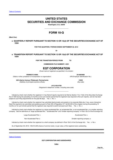 Thumbnail EQT Corporation
 10-Q Quarterly Report FY2012 