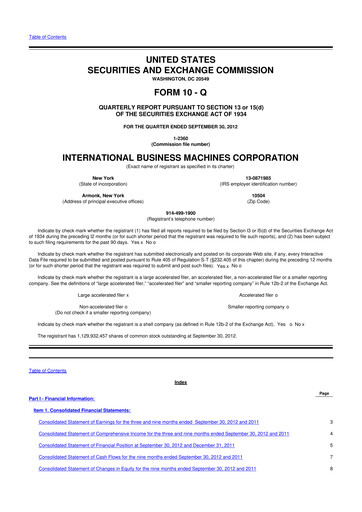 Thumbnail IBM 10-Q Quarterly Report FY2012 