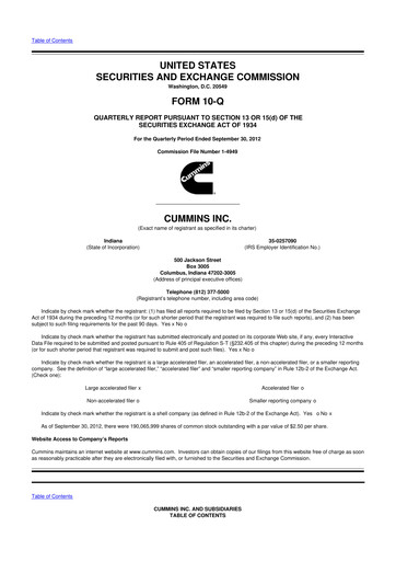 Vorschaubild Cummins
 10-Q Quartalsbericht 2012 