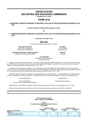 Thumbnail Aon 10-Q Quarterly Report FY2012 