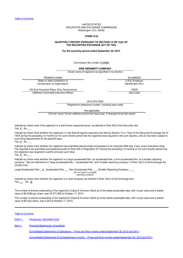 Thumbnail Erie Indemnity 10-Q Quarterly Report FY2012 