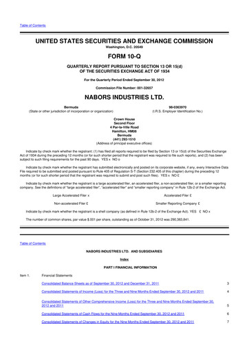 Vorschaubild Nabors Industries
 10-Q Quartalsbericht 2012 