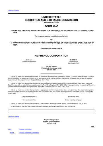 Thumbnail Amphenol 10-Q Quarterly Report FY2012 