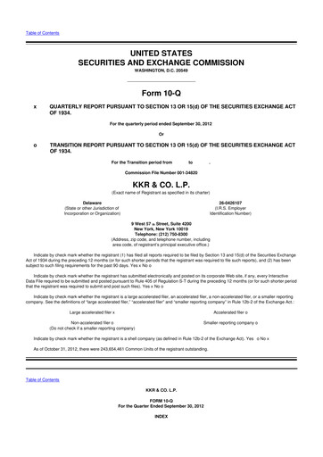 Thumbnail KKR & Co. 10-Q Quarterly Report FY2012 