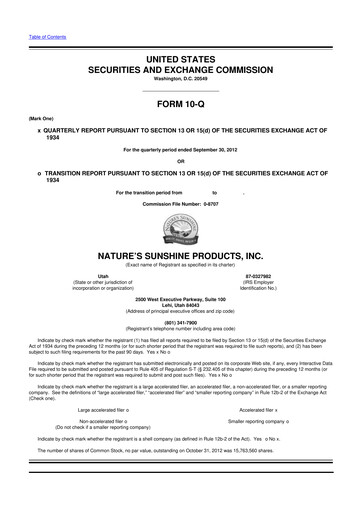 Thumbnail Nature's Sunshine Products 10-Q Quarterly Report FY2012 