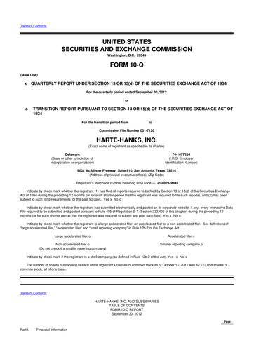 Miniature Harte Hanks 10-Q Rapport trimestriel 2012 