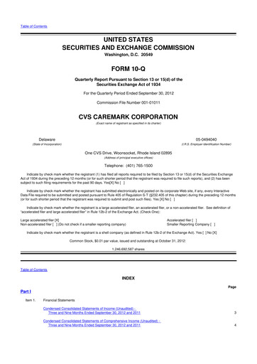 Thumbnail CVS Health 10-Q Quarterly Report FY2012 