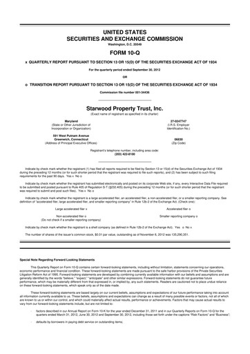 Thumbnail Starwood Property Trust 10-Q Quarterly Report FY2012 