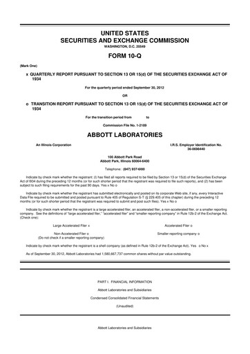 Thumbnail Abbott Laboratories 10-Q Quarterly Report FY2012 